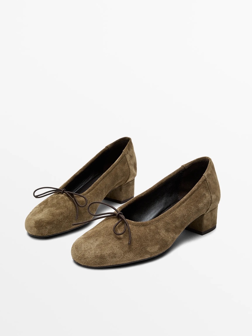 Massimo Dutti Suede Heel Ballerinas
